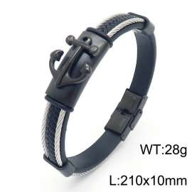 Stainless Steel Leather Bracelet