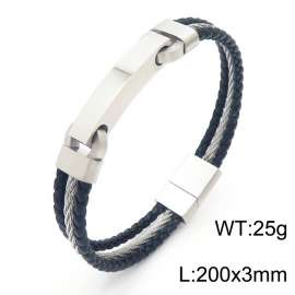 Stainless Steel Leather Bracelet