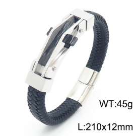 Stainless Steel Leather Bracelet