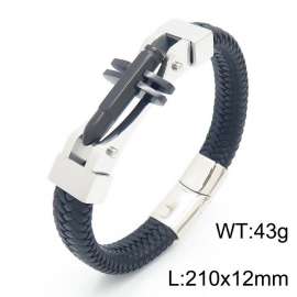 Stainless Steel Leather Bracelet