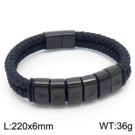 Stainless Steel Leather Bracelet