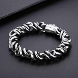 Men's Vintage Twist Rope Polishing button Bracelet