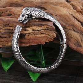 Lion Stretch Open Men's Stainless Steel Bracelet