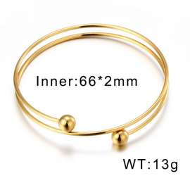 Gold Simple Double Ring Steel Ball Adjustable Bangle