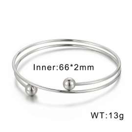 Simple double ring steel ball adjustable bangle