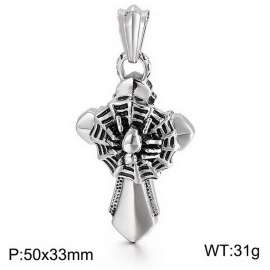 Stainless Steel spider web halloween spider Cross Pendant