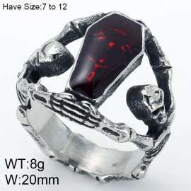 Oxidized Halloween Resin Coffin Vampire Skull Ring