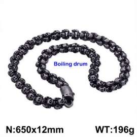 Oxidized Halloween Skull Men's Necklace