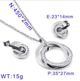 Zircon Clay Round Earrings Pendant Steel Women's Set