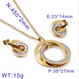 Zircon Clay Round Earrings Pendant Gold Women's Set