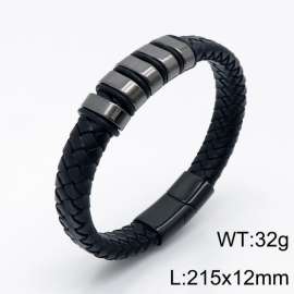 Stainless Steel Leather Bracelet