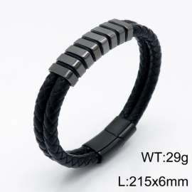 Stainless Steel Leather Bracelet