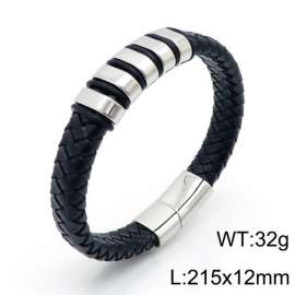 Stainless Steel Leather Bracelet