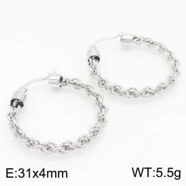 O Chain Design Hoop Earring Women Stainless Steel 304 Fashion Ear Jewelry