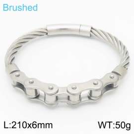 6mm Brushed Bracelet Men Stainless Steel 304 Biker Chain Silver Color