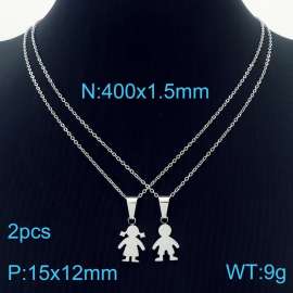 Stainless Steel Cartoon Boy Girl Pendant Necklaces For Women Charm Choker Fashion Silver Color Jewelry