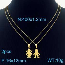 Stainless Steel Cartoon Boy Girl Pendant Necklaces For Women Charm Choker Fashion Gold Color Jewelry
