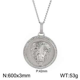 European and American hiphop stainless steel round brand necklace personality diamond lion head male pendant necklace