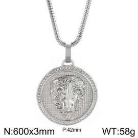 European and American hiphop stainless steel round brand necklace personality diamond lion head male pendant necklace