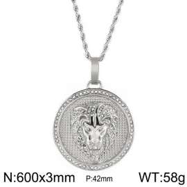 European and American hiphop stainless steel round brand necklace personality diamond lion head male pendant necklace