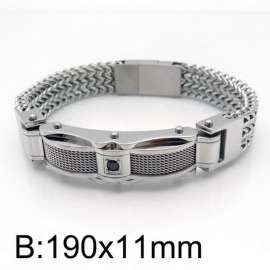 Mesh belt CNC stone inlaid double-layer Franco Chain magnet clasp men's bent piece bracelet