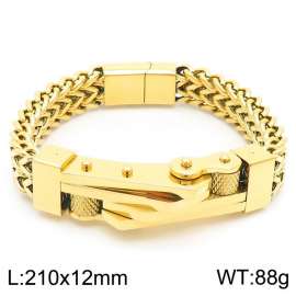 Motorcycle Bent sheet Double layer Franco Chain Magnet Buckle Men's Bracelet