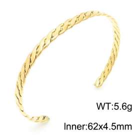 C-shaped opening adjustable steel wire braided twisted gold women's bracelet