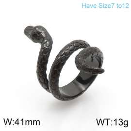 Black plated punk cobra style medusa men's ring