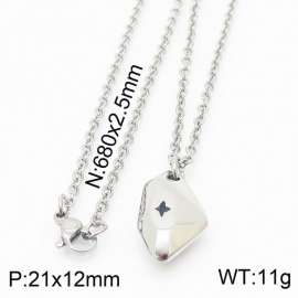 Personality Stainless Steel Rhombus With A Corner Missing Pendant Simple O Chain Jewelry Necklaces