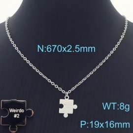 Fashion Stainless Steel Mirror Polished Geometry Puzzle Engraved Pendant O Chain Jewelry Necklaces