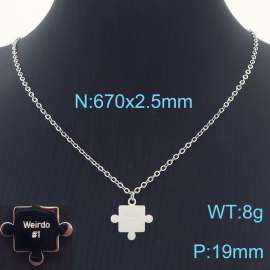 Simple Stainless Steel Mirror Polished Puzzle Geometry Pendant O Chain Jewelry Necklaces