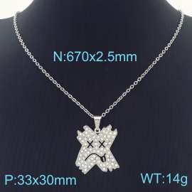 Creative Halloween Haunted Face Zircon Pendant Clavicle Chain Jewelry Stainless Steel Necklac