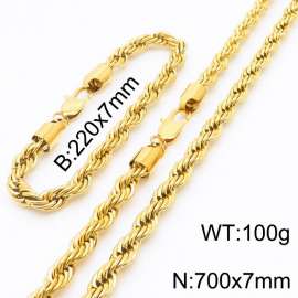 Hot sell classic stainless steel 7mm rope chain fashional individual bracelet sets