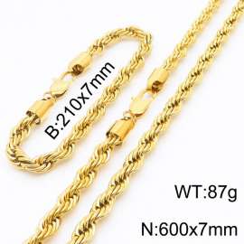 Hot sell classic stainless steel 7mm rope chain fashional individual bracelet sets