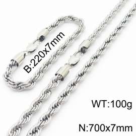 Hot sell classic stainless steel 7mm rope chain fashional individual bracelet sets