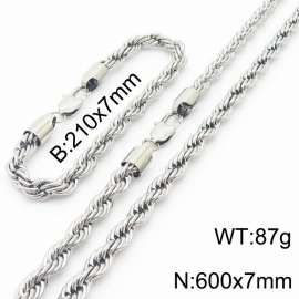 Hot sell classic stainless steel 7mm rope chain fashional individual bracelet sets