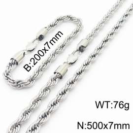 Hot sell classic stainless steel 7mm rope chain fashional individual bracelet sets