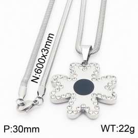 Stainless steel 600x3mm snake chain with shiny crystal leaf clover pendant trendy necklace
