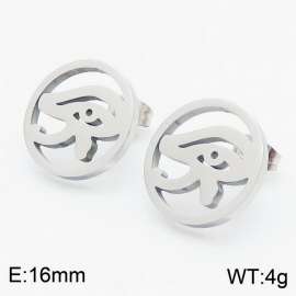 Promotional stainless steel simple evil eye shape earring