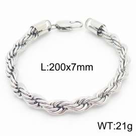 Hot sell classic stainless steel 7mm rope chain fashional individual bracelet