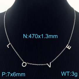 Women's Silver 1.3x470mm O Shape Chain Stainless Steel Name Initial Charm Necklace