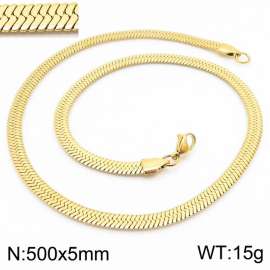 Women's Gold 5x500mm Herringbone Flat Snake Chain Stainless Steel Necklace