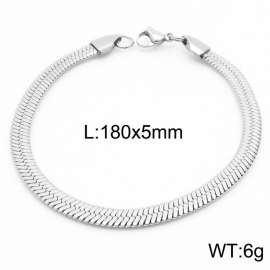 Women's Silver 5mm Herringbone Flat Snake Chain Stainless Steel Bracelet