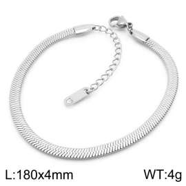 Women's Silver 4mm Herringbone Flat Snake Chain Stainless Steel Bracelet