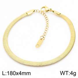Women's Gold 4mm Herringbone Flat Snake Chain Stainless Steel Bracelet