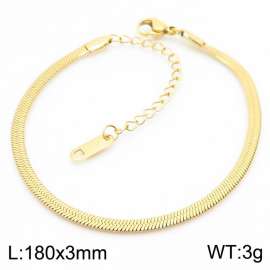Women's Gold 3mm Herringbone Flat Snake Chain Stainless Steel Bracelet