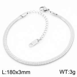 Women's Silver 3mm Herringbone Flat Snake Chain Stainless Steel Bracelet
