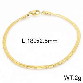 Women's Gold 2.5mm Herringbone Flat Snake Chain Stainless Steel Bracelet