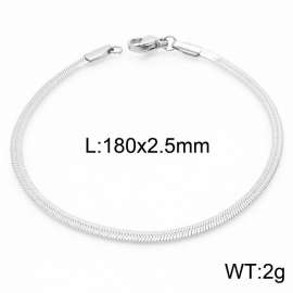 Women's Silver 2.5mm Herringbone Flat Snake Chain Stainless Steel Bracelet