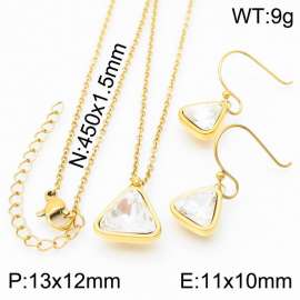 Gold-Plating Triangle Women Pendant Necklace&Earing Silver Color